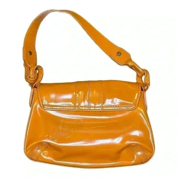 Donald Pilner Orange Shoulder Bag Patent - Picture 5 of 6
